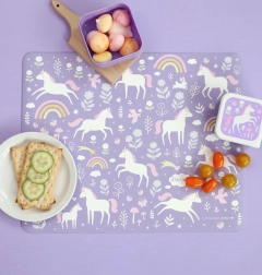 A Little Lovely Company placemat unicorns and rainbow
