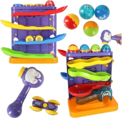 Interactive 3-in-1 Marble Run with Hammer, Penguin and Car