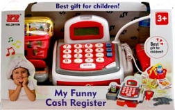Gyermek pénztárgép szalaggal és tartozékokkal, fehér