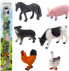 Mini Farm Animal Figures 3–5 cm – Horse, Cow, Pig, Dog, Rooster and Goose, Set of 6