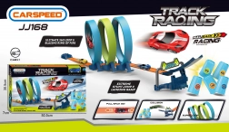 Versenypálya éles kanyarral és hármas hurkokkal