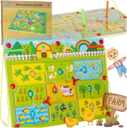 Magnetna lesena labirintna igra Kmetija za 2 igralca