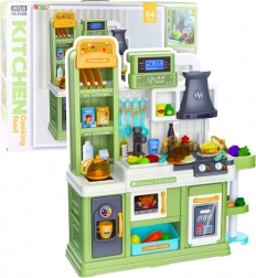 Kids’ kitchen with real water circulation, steam, and color‑changing food, green, 64 pieces