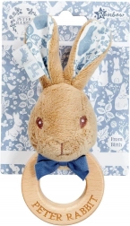 Peter Rabbit wooden and cotton rattle and teether