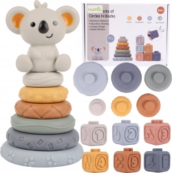 Cubetti sensoriali morbidi e torre con orsetto