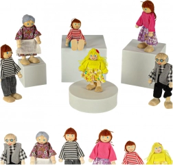 Famigliola in legno per casa delle bambole, 6 pz