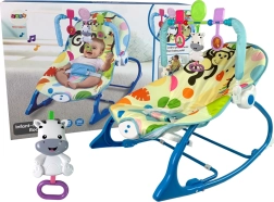 2-in-1 cradle and rocker blue zebra with sounds and vibrations