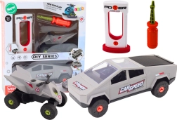 Sada moderného auta so štvorkolkou na montáž DIY – sivá