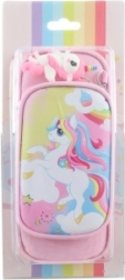 Astuccio rosa con unicorno e ciondolo