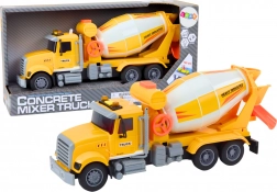 Žlutá nákladní auta betonomíchačka s třecím pohonem světelné a zvukové efekty