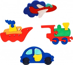 Wooden insert puzzle set of vehicles