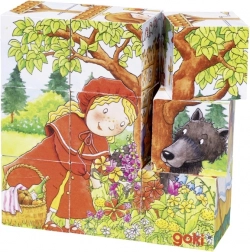 Cubes en bois Goki avec contes, 9 pièces