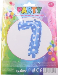 Ballon gonflable chiffre 7 – bleu avec étoiles (74 × 50 cm)