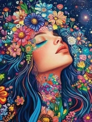 Diamond Painting Girl in Flowers 30 × 40 cm