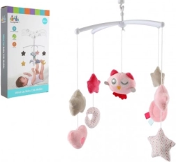 Vrtuljak iznad krevetića sa sovičicom – navijačka glazbena kutija, ružičasti