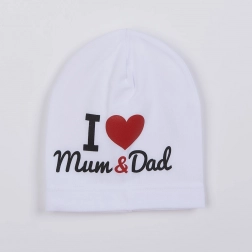 Cappellino da bambino in cotone I Love Mum and Dad bianco