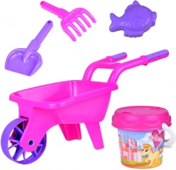 Kids’ garden set with wheelbarrow and accessories – Pink