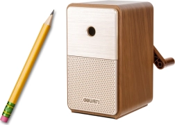 Manual sharpener with container and adjustable blade brown