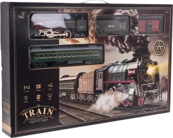 retro train set with smoke and sounds, set with tracks and accessories