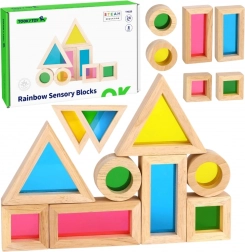 Wooden Colorful Blocks with Transparent Mirrors Tooky Toy, 8 pcs