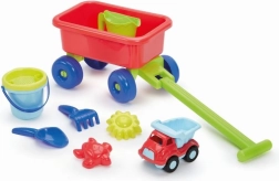 Children's wagon with watering can and sand play set