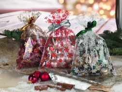 Sacchetto di cellophane con motivo a stelle 25x40 cm trasparente