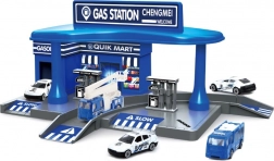 Policijska bencinska postaja z dvema avtomobilčkoma