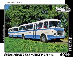 Puzzle Retro auta Škoda 706 RTO Kar i Jelcz P‑01E 40 elementów