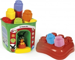 Mehke gradbene kocke Soft Clemmy z pokrovom in figurico BING – 15 kosov