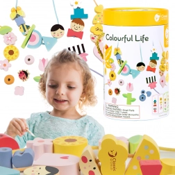 Classic World lesene nanizanke in oblačilke za otroke, 73 delov