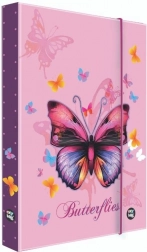 Škatla za zvezke A5 Metulj – vijoličen laminiran fascikel z elastiko