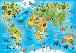 EDUCA Puzzle Map with Animals of the World 150 pieces