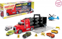 Car Transporter with Cars and Helicopter 42 cm