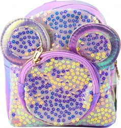 Zainetto per bambini con paillettes e orecchie da topo viola 22 cm 3L
