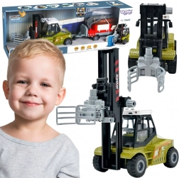 Woopie Gabelstapler mit Greifarm und Anhänger mit Licht- und Soundeffekten