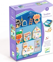 wooden magnetic house djeco with cat figures