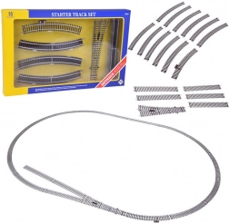 Set binari H0 1:87 per ferrovia modellistica, in metallo con massicciata in plastica, lunghezza 3 m