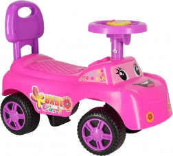 Duwloop-autootje met lach en claxon – roze