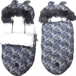 Zimowy śpiworek do wózka i sanek z kapturem z eko‑futrem 100 cm