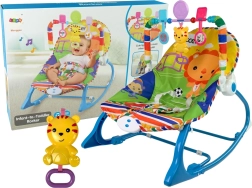 2-in-1 rocking lounger and chair, blue with little tiger, sounds and vibrations