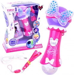 Børne-karaokemikrofon med optagelse og MP3 – Rosa