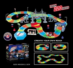 Pista da corsa flessibile luminosa 220 pezzi con macchinina LED