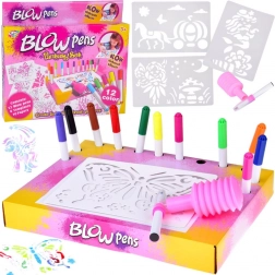 Creative airbrush set for kids with pump, markers and stencils