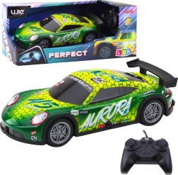 RC-raceauto met verlichte carrosserie, groen