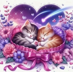 Diamond Painting Sleeping Kittens 30 × 40 cm