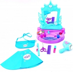 Sminkebord til børn med spejl og fungerende føntørrer