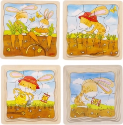 puzzle in legno a strati orto di verdure – sviluppo della carota (goki)