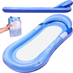 Inflatable pool lounger with headrest - blue