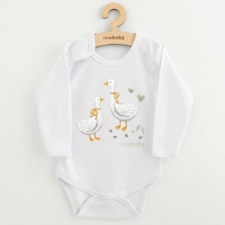 Babyromper met print New Baby Gansjes, lange mouw, maat 74 (6–9 maanden)