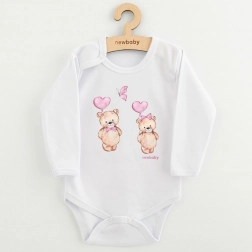 Babybody med print NEW BABY Love Bears, langærmet